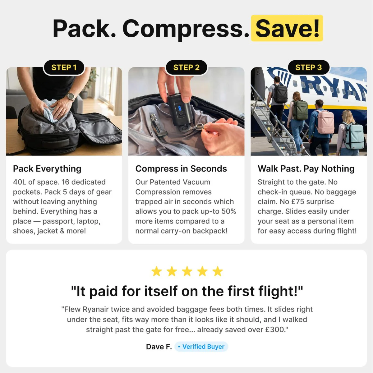 VAULTBAG® Original Under Seat 40L (Ryanair/easyJet) - Image 69
